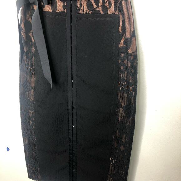 Anthropologie Byron Lars Carissima Dress Pencil Column Illusion Black Lace 0 - Picture 3 of 8
